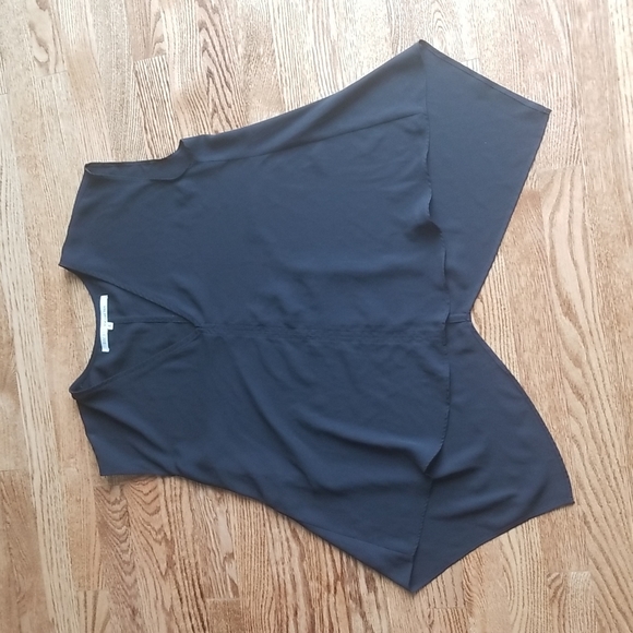 (M) RACHEL Rachel Roy Classic Black Flowy Tank Top Summer V Neck High Low - Picture 1 of 8